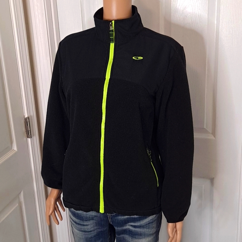 Champion C9 Midweight Black Fleece Jacket with Lime Green Zippers and Logos